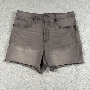 Madewell High Rise Distressed Women's 29 Frayed Raw Hem Denim Shorts Gray Wash